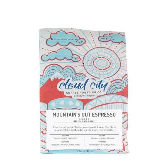 The Mountain's Out Espresso Blend - Roasted by Cloud City Coffee - Whole Bean Coffee - 12 Ounce Bag