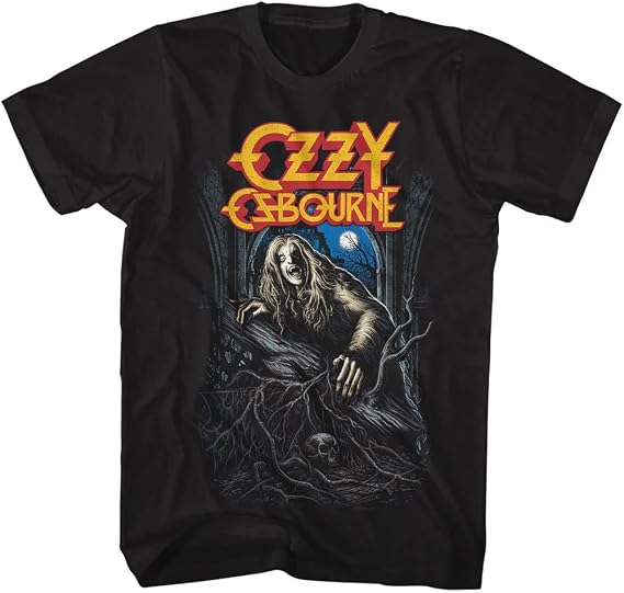 American Classics Ozzy Osbourne Gothic Skull Graphic T Shirt Black | Designed and Printed in the USA, Officially Licensed Ozzy Osbourne Merch, 100% Cotton Crew Neck Tee, Unisex Adult Fit