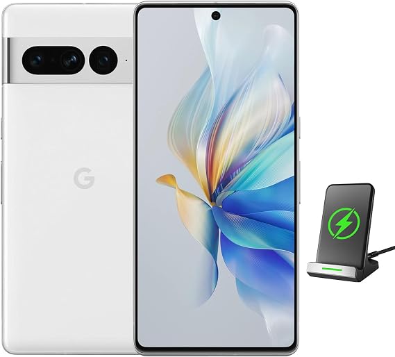 Google Pixel 7 Pro Unlocked Android Phones - 5G Smartphones with 512GB Storage, 12GB RAM, 6.7" QHD OLED, Triple Camera, 24-Hr Battery, Includes Wireless Charging Bundle, Snow