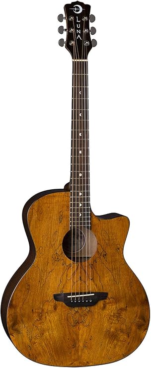 Luna Gypsy Grand Auditorium Acoustic Guitar, Exotic Spalt