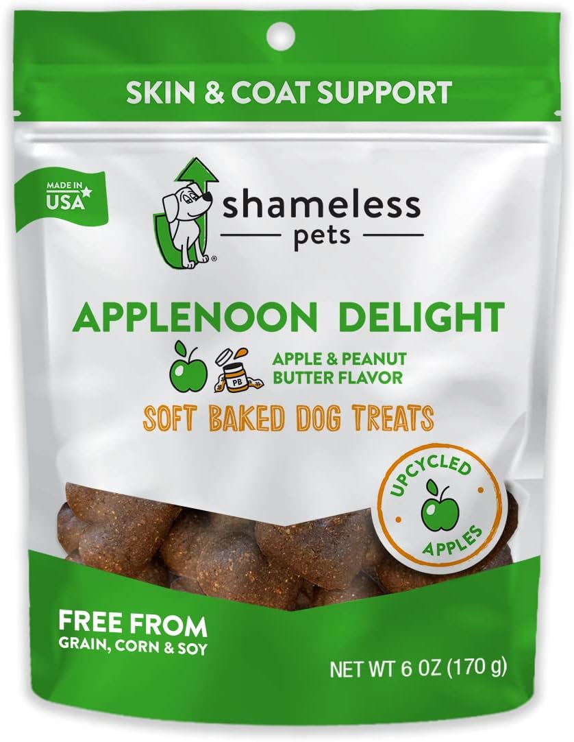 SHAMELESS PETS Natural Grain Free Dog Treats | Made in The USA from Upcycled Food Ingredients Apple