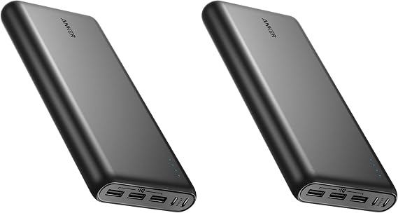 Anker Power Bank, 26,800 mAh External Battery with Dual Input Port and Double-Speed Recharging, 3 USB Ports Without USB C Port, for iPhone Series, iPad, Samsung, Android and Other Devices (Pack of 2)
