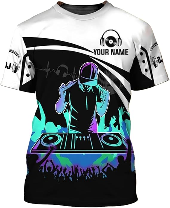 Personalized 3D T-Shirts, Custom Name DJ 3D Tee, EDM Music Festival Clothing, DJ Gift Birthday