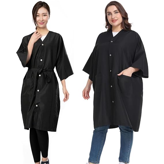 PERFEHAIR Salon Client Gown Capes - Large & Plus Size Hair Coloring Wrap Kimono Style for Women & Men, Hair Stylist, Dog Grooming Smock with 2 Pockets, 5 Snap Closures, Lightweight & Soft