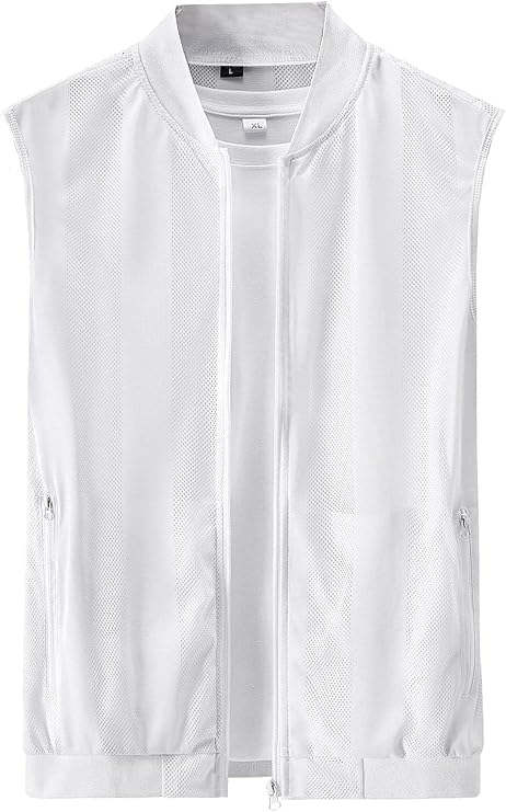 Flygo Men's Summer Casual Lightweight Breathable Mesh Cycling Travel Zip Vest