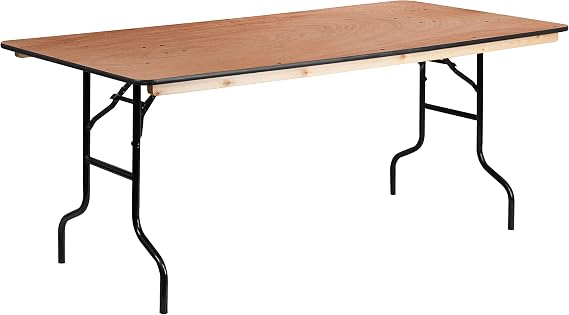 Flash Furniture 6 ft Folding Clear Coat Rectangular Banquet Table, Clear