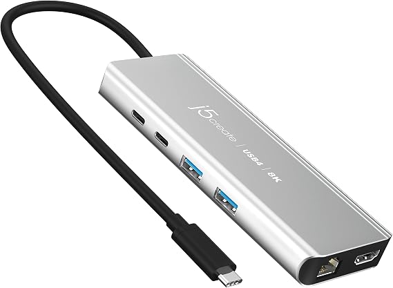j5create USB4 8K Multi-Function Hub - 8K60/4K144 HDMI, 2.5G Ethernet, PD | 10Gbps USB-A, 10Gbps USB-C Ports | Compatible with MacBook, Windows, Thunderbolt 3/4, and USB4 Devices (JCD403)
