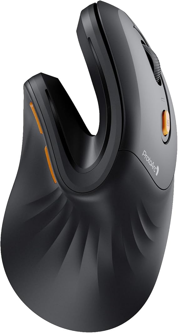 ProtoArc EM11 NL Wireless Ergonomic Vertical Mouse, Rechargeable, Black