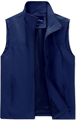 DUOFIER Mens Casual Vest Lightweight Outdoor Work Photo Cargo Sleeveless Jacket for Hiking Travel