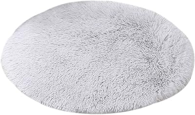 Kelendle 16 Inch Plush Dog Bed Mat Warm Fluffy Round Puppy Crate Pad with Anti-Slip Waterproof Bottom Soft Comfy Pet Kennel Mat for Small and Medium Dogs SleepingLight Grey