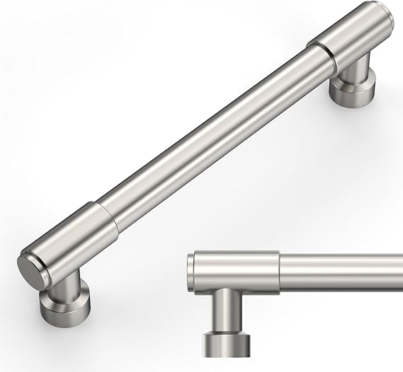 Amerdeco 10 Pack Brushed Satin Nickel Cabinet Pulls 5 Inch(128mm) Hole Center Drawer Pulls Cabinet Hardware Kitchen Cabinet Handles for Bathroom ZH0075