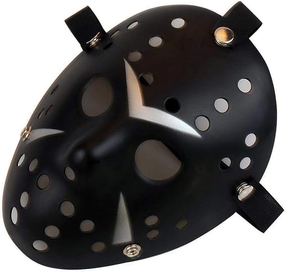Gmasking Horror Halloween Costume Hockey Adult Mask Party Cosplay Props (Black-silver)