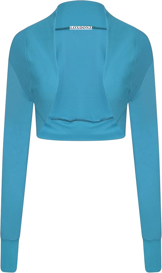 Loxdonz Girls Long Sleeve Bolero Cardigan Shrug Kids Open Front Bolero Shrugs Crop Top