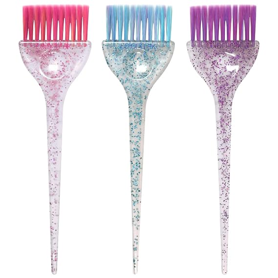 Colortrak Hair Color Brush Set with Glitter Handles, 3 Pack