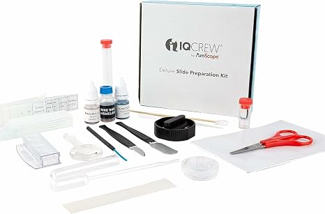 AmScope SP-18 Outlet 40-Piece Deluxe Microscope Slide Kit with Stains