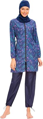 YEESAM Muslim Swimsuits for Women Girls Solid Color Plus Size Full Coverage Swimsuit Islamic Modest Bathing Suits Burkini