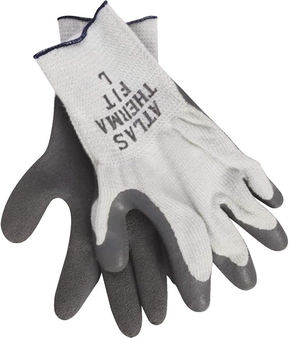 Atlas Therma Fit Unisex Indoor/Outdoor Rubber Latex Cold Weather Work Gloves Gray L