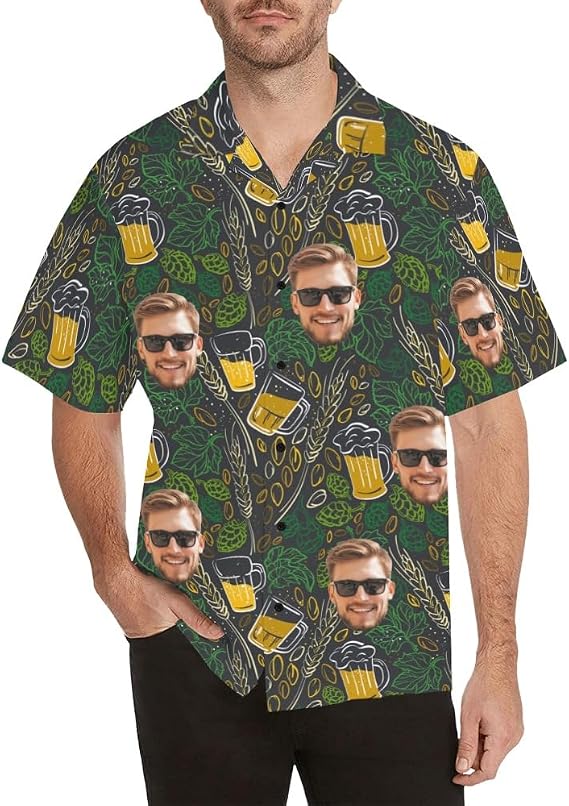 Custom Hawaiian Shirt for Men Women, Cool Mens Short Sleeve Button Down Shirts Personalized Gifts for Boyfriend Husband