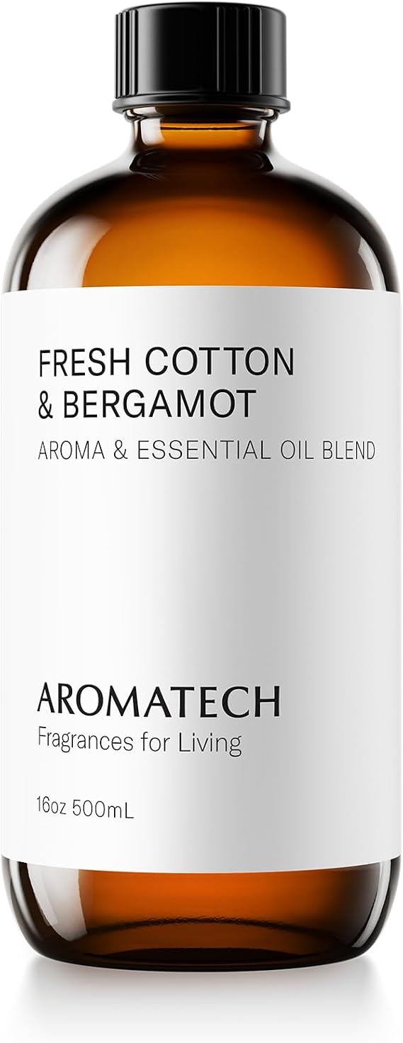 AromaTech Fresh Cotton and Bergamot Essential Oil Blend: Luxury Hotel Inspired Aromatherapy with Bergamot, Fresh Cotton & Sandalwood for Ultrasonic Diffusers & Nebulizers (500 mL)