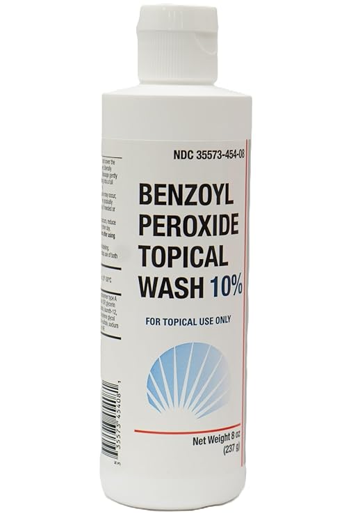 Benzoyl peroxide topical wash 10%