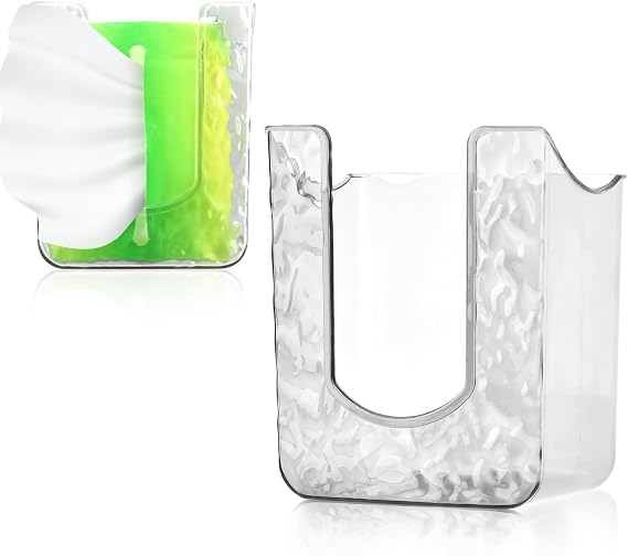 HONUTIGE Kitchen Wipes Storage Box, Clear, Minimalistic, Rectangular Plastic, Non-Slip, Wall Mounted, Refillable, Flushable Wipes Holder for Bathroom, Bedroom, Toilet