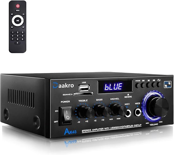 Daakro 2025 New Upgrade AK45 Home Audio Amplifier,Bluetooth Stereo Receivers,Rated Power 50W+50W Amp, TPA3116 2 Channel Power Amplifier for Home Audio Outdoor Stereo Receiver for Passive Speakers