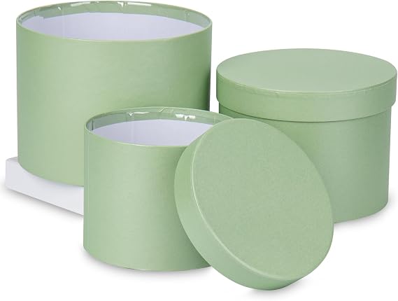 Mint Green Gift Box Round Gift Boxes with Lids Set of 3 Nesting Gift Boxes for Presents Assorted Sizes Flower Boxes for Arrangements Birthday Wedding Bridesmaid Graduation Christmas Party Gift Bags