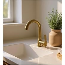 İSAOĞLU YAPI Matte Gold Sink Faucet Gold Sink Faucet Brushed Gold Bathroom Faucet Gold Faucet