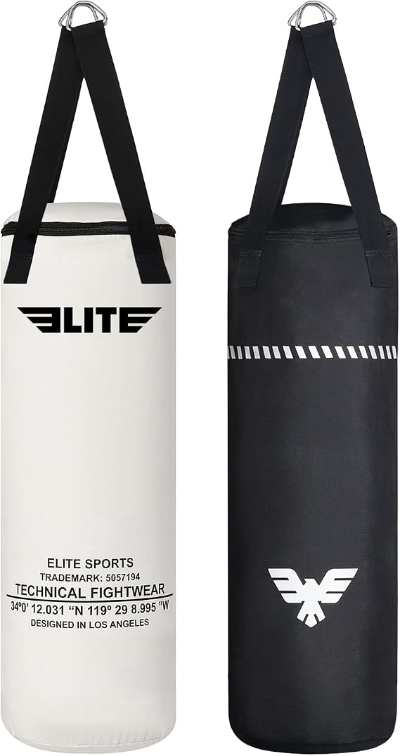 Elite Sports Boxing Bag 4 FT Heavy Duty Canvas Punching Bag with Straps for Boxing, Training, MMA, Muay Thai, Kickboxing, Martial Arts & Fitness UNFILLED Heavy Bag