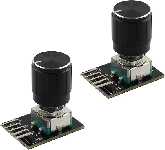 Tegg 2 PCS KY-040 360 Degree Rotary Encoder Module Brick Sensor clickable Switch with Knob Cap for Arduino