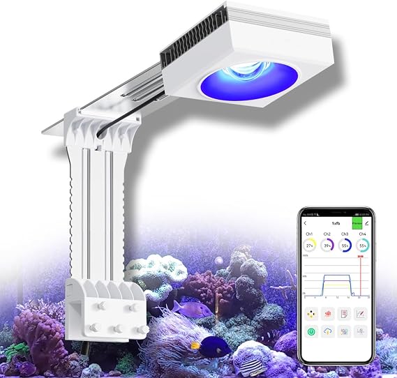 PopBloom RL90 Timer Control Reef Tank Light Marine Saltwater Aquarium Lights LED Reef Light with Smart-APP Control