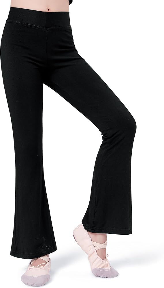 LingTing Black Dance Pants High Waisted Baggy Soft Wide Leg Trousers