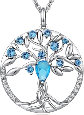 jiamiaoi Tree of Life Necklaces for Women Birthstone Family Tree Necklace Womens Jewelry Gifts for Mom Mother Grandmother