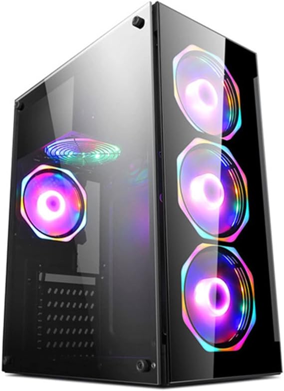 Middle Tower PC Case ATX, Micro ATX Mini ITX Cooling PC Case for PC Gamers Gaming Case Tempered Glass Panel Water Strong Cooling Middle Tower Case Color: Black, Size: 16.5 x 13.4 x 7.3 inches 42 x 34 x 18.5 cm