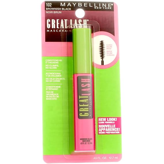 Maybelline Great Lash Washable Mascara, Brownish Black [102], 0.43 oz (Pack of 6)