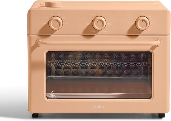 Our Place Large Wonder Oven, 6-in-1 Air Fryer & Toaster Oven, 3-Rack, 32 Qt | Non-toxic air fryer toaster oven combo; basket, wire rack, bake pan, crumb tray; toast, roast, bake, broil, reheat, steam