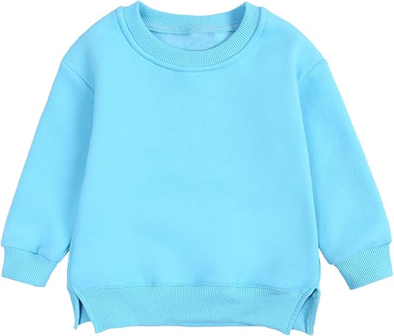 Toddler Baby Boys Girls Pullover Sweatshirt Crew Neck Solid Color Long Sleeve Thin Sport Tops Shirts Casual Blouse