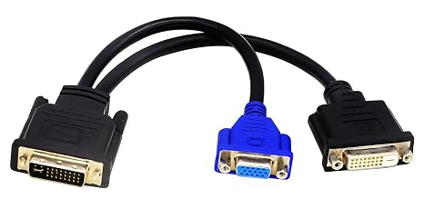 Wyse 10 Inch DVI-I to DVI-D and VGA Y Splitter Cable - Dual Monitor Compatible with Dell OptiPlex GX620 SC280 and More