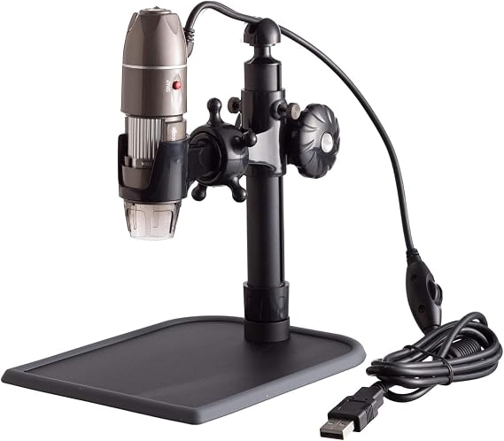 AmScope UBW500X02MP Digital 2MP USB Microscope with Endoscope Attachment, 5X-500X Magnification, 4X 3D Digital Zoom, Built-In Eight LED Light Source, Table Stand, Includes Software CD