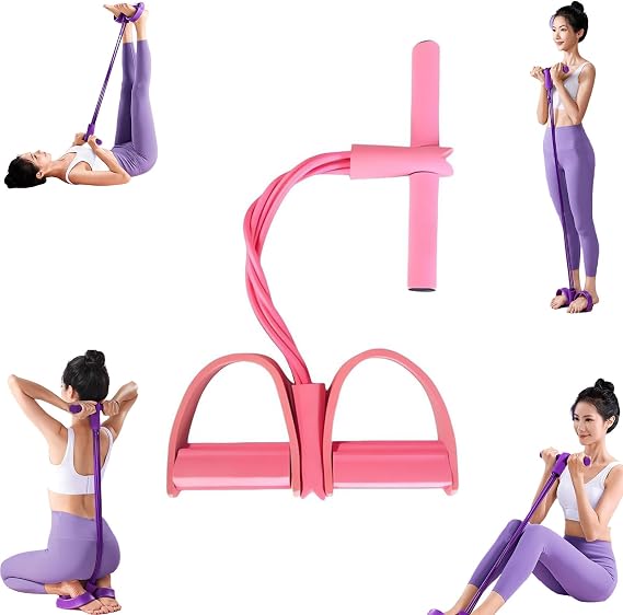 21 Fitness Resistance Bands-4 Tube Pedal Ankle Puller, Multifunction Pedal Resistance Band, Sit Up Exercise Equipment, Ab Training Auxiliary Device for Women Men