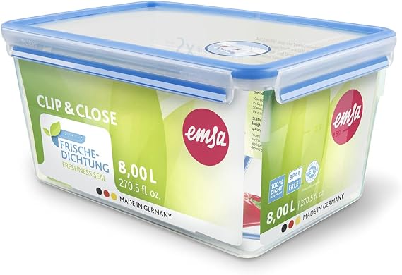 Emsa Clip and Close Storage Container, Rectangular, 277 Ounces
