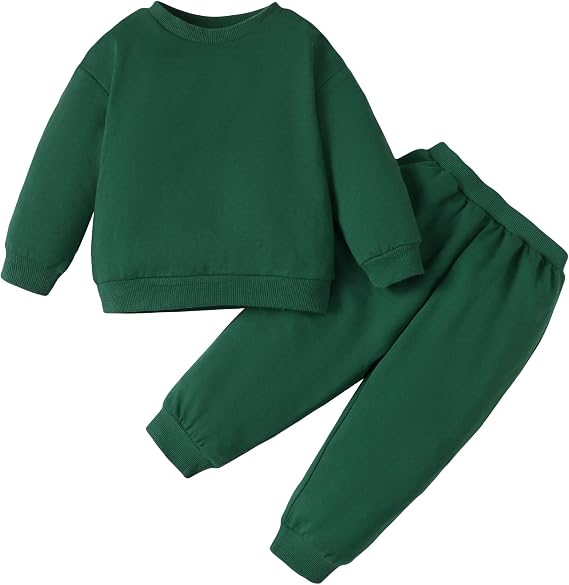 DEFAHN Toddler Sweatsuit 2 PCS Long Sleeve Sweatshirt & Pants Set 12M-5T