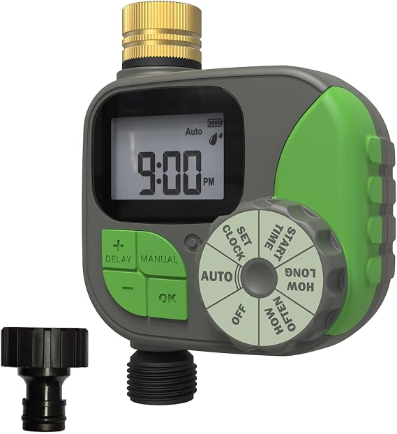 Water Timer for Automatic Watering System Easy to Program Three Modes Automatic Sprinkler Rain Delayed Watering Manual Watering Outdoor Use