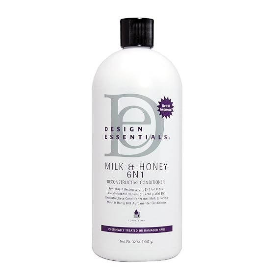 Design Essentials Milk & Honey 6N1 Reconstructive Conditioner, Strengthens & Restores Chemically Treated Hair, With HydraStrength Complex, 32 oz