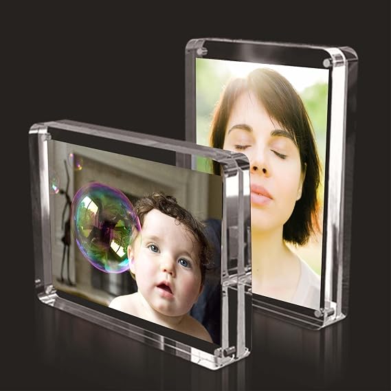 Vowcarol Acrylic Picture Frames 2.5x3.5 inches, Small Picture Frame Magnetic Photo Display Holder, Desktop Frameless Picture Display, Wallet Size Picture Frames 2x3