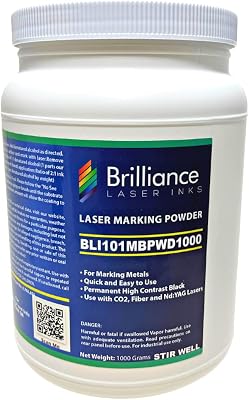 Laser Marking Powder-Brilliance Laser Inks -BLI101MBPWD1000 Grams- Black Laser Ink Powder for Metals Marking with CO2FiberYAG 1000 Grams
