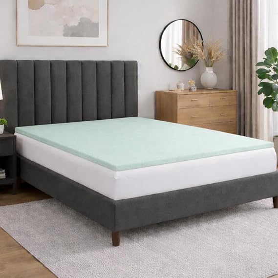 Treaton, 1-Inch High Density Medium Firm Foam Mattress Topper, CertiPUR-US Certified for Superior Comfort and Support, Full, Green