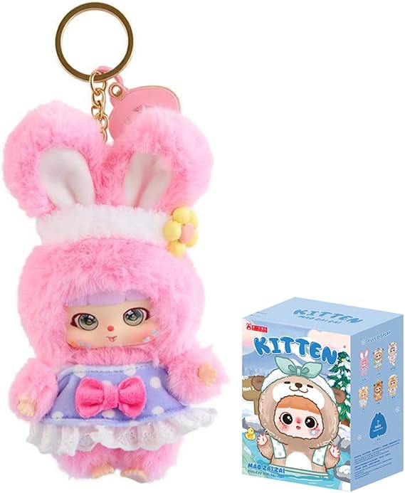 CALEMBOU Vinyl Plush Blind Box, Kitten Holiday Hot Springs Series Soft Stuffed Keychain, Cute Collectible Plush Pendant for Backpack Bag Decoration, Birthday Christmas Gift, Random 1 Box