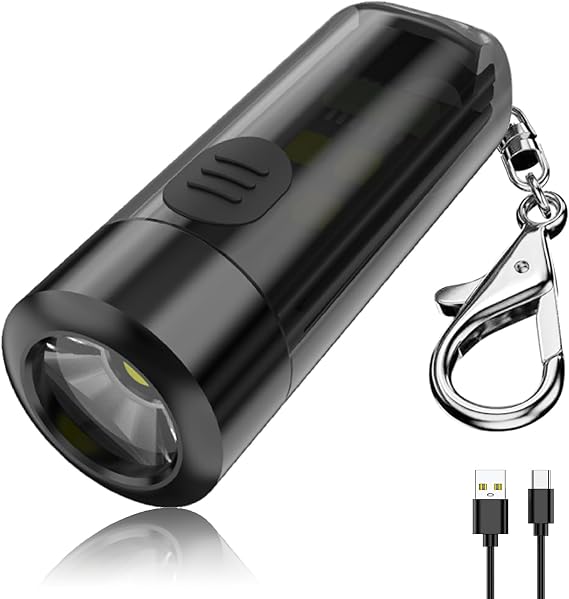 Minsk Keychain Flashlight, 200 Lumen Super Bright Keychain Light, Mini Flashlight Keychain with EDC Pocket-Sized, USB Rechargeable Keychain Flashlights with 7 Modes for Camping Emergency Outdoor