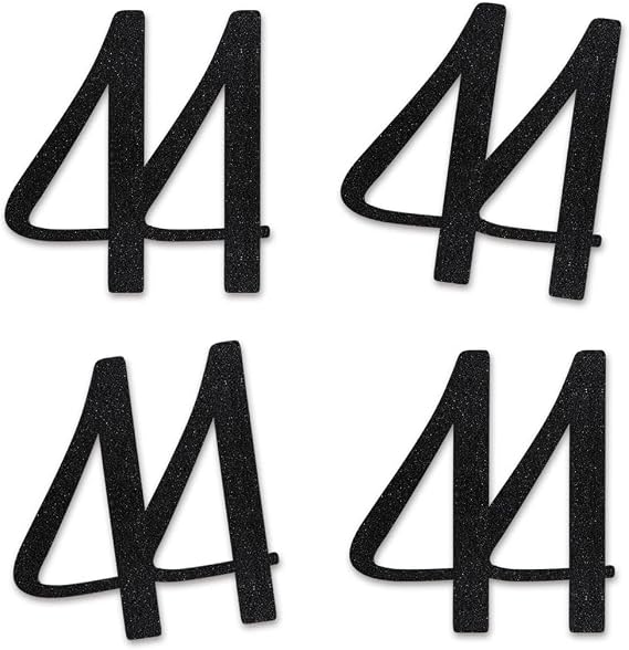 Black Glitter 44 Cut-Out Numbers, 44th Birthday Party Anniversary Decorations DIY Essentials